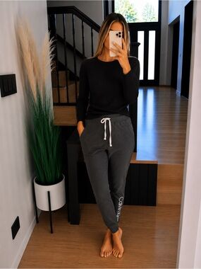 Calvin Klein Charcoal Drawstring Logo Joggers